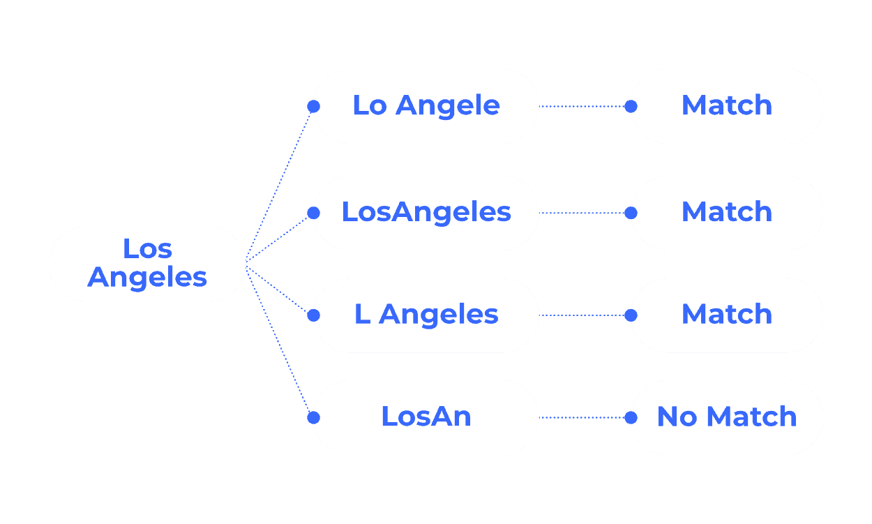 Los Angeles location matching options for AMLYZE fraud detection and prevention tools.